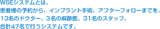 アイデンタルクリニックのWSEシステム